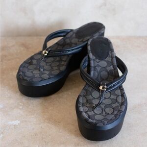 Coach Y2K Chunky Franki Platform Monogram Flip Flop Sandals